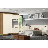 Guarda Roupa Casal 2 Portas de Correr e 3 Gavetas c/ Espelho e Pés Verg Branco - Henn - 2