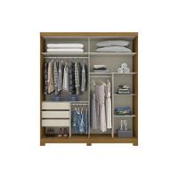 Guarda Roupa Casal 2 Portas de Correr e 3 Gavetas c/ Espelho e Pés Verg Branco - Henn - 5