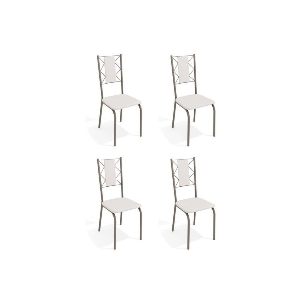 Cadeira Sala de Jantar Lisboa 4C076 Aço Kit 4 Uni Niquel/Branco 106 - Kappesberg - 1