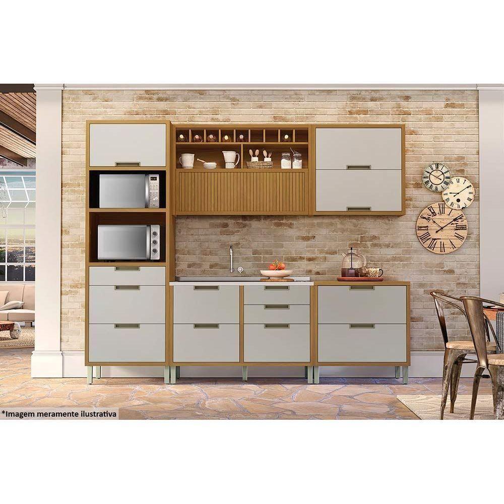 Armário Aéreo p/ Cozinha Imperatriz c/ 1 Porta Basculante 80cm Freijo/Off White - Nesher - 6