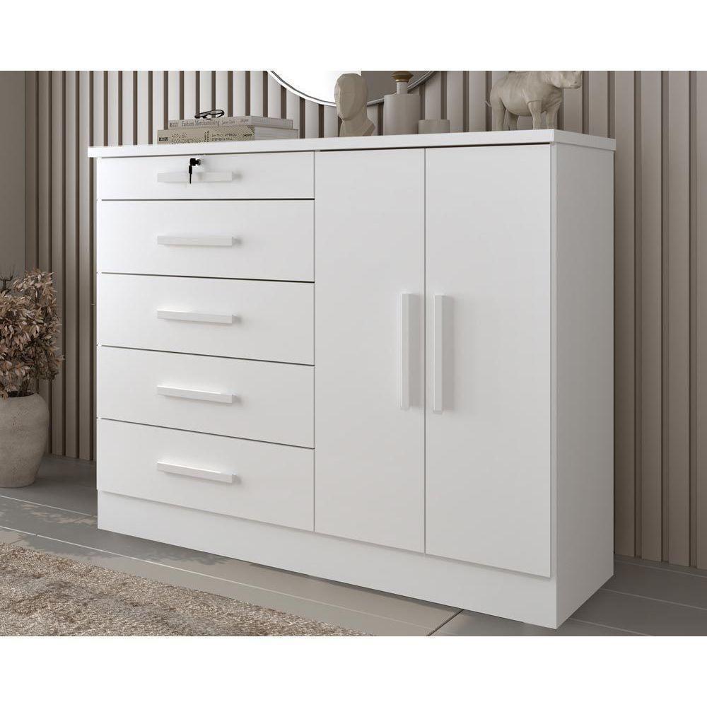 Cômoda de Quarto Istambul 2 Portas e 5 Gavetas Neve - Tcil Móveis - 1