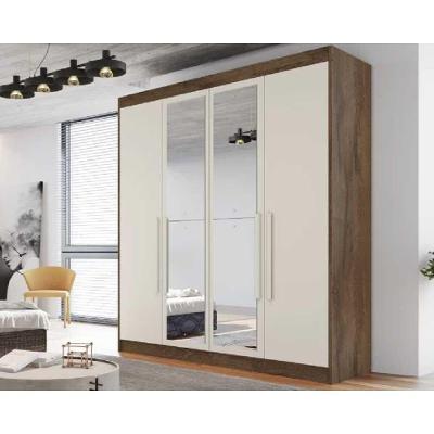 Guarda Roupa Solteiro Nantes 4 Portas de Abrir 3 Gavetas Braúna-off White Europa