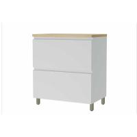 Balcão de Cozinha Rainha 1 Porta Basculante e 1 Gaveta c/ Tampo 80cm Branca/Nature - Nesher - 1