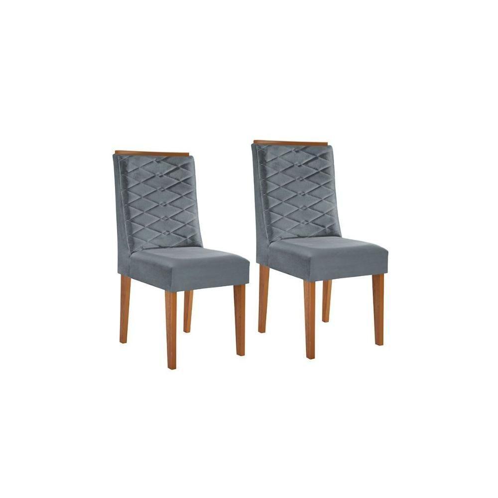 Cadeira Sala de Jantar Dafne Kit 2 Un Imbuia/Veludo Grafite - Rufato - 1