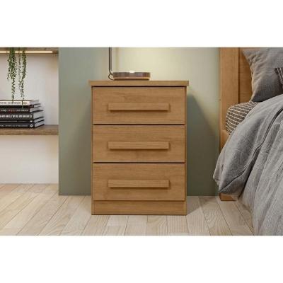 Mesa Cabeceira Baião C- 3 Gavetas Rovere-amêndoa - Lopas