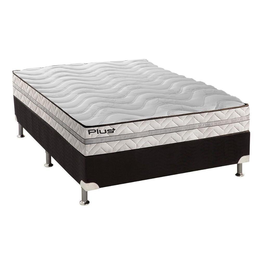 Cama Box Casal: Colchão Espuma D33 Paropas Pasquale Plus + Base CRC Suede Black(138x188) - 1