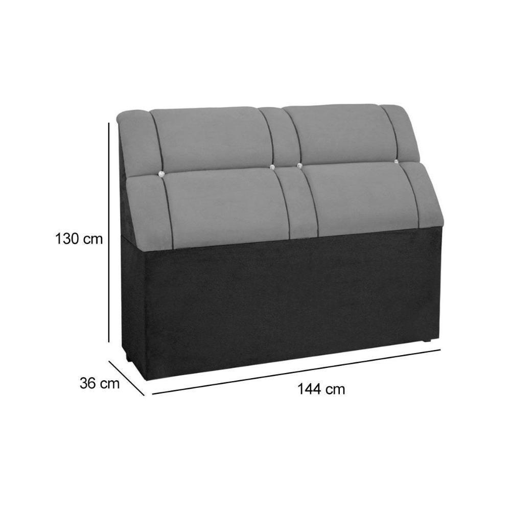 Cabeceira Cama Box Estofada Casal Casal Imperador Suede Cinza - Simbal - 5