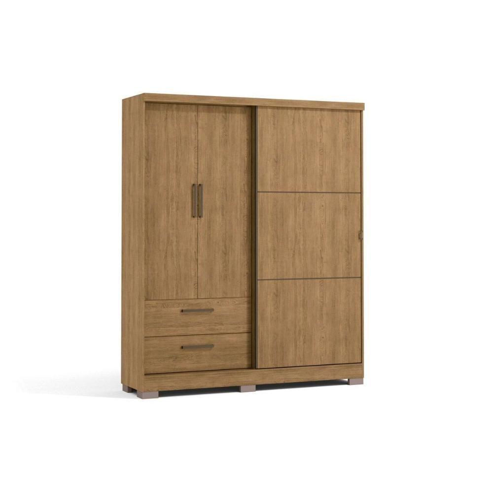 Guarda Roupa Solteiro 3 Portas (1 de Correr) e 2 Gavetas C533 Branco - Kappesberg - 4