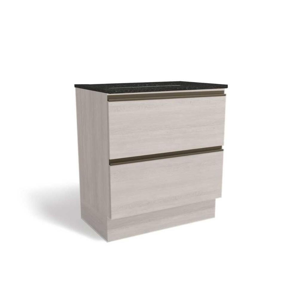 Balcão De Cozinha Maxxi G755 P-cooktop 2 Gavetas C-tampo 80cm Branco-preto Brilho - Kappesberg - 1