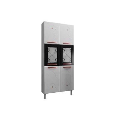 Paneleiro de Cozinha Mirage New Aço c/ 6 Portas c/2Vidro 80cm Branco/Preto - Telasul