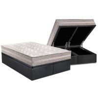 Cama Box Baú Queen: Colchão Anatômico Paropas D28 / AG65 Master Gray + Base CRC Suede Gray(158x198) - 1