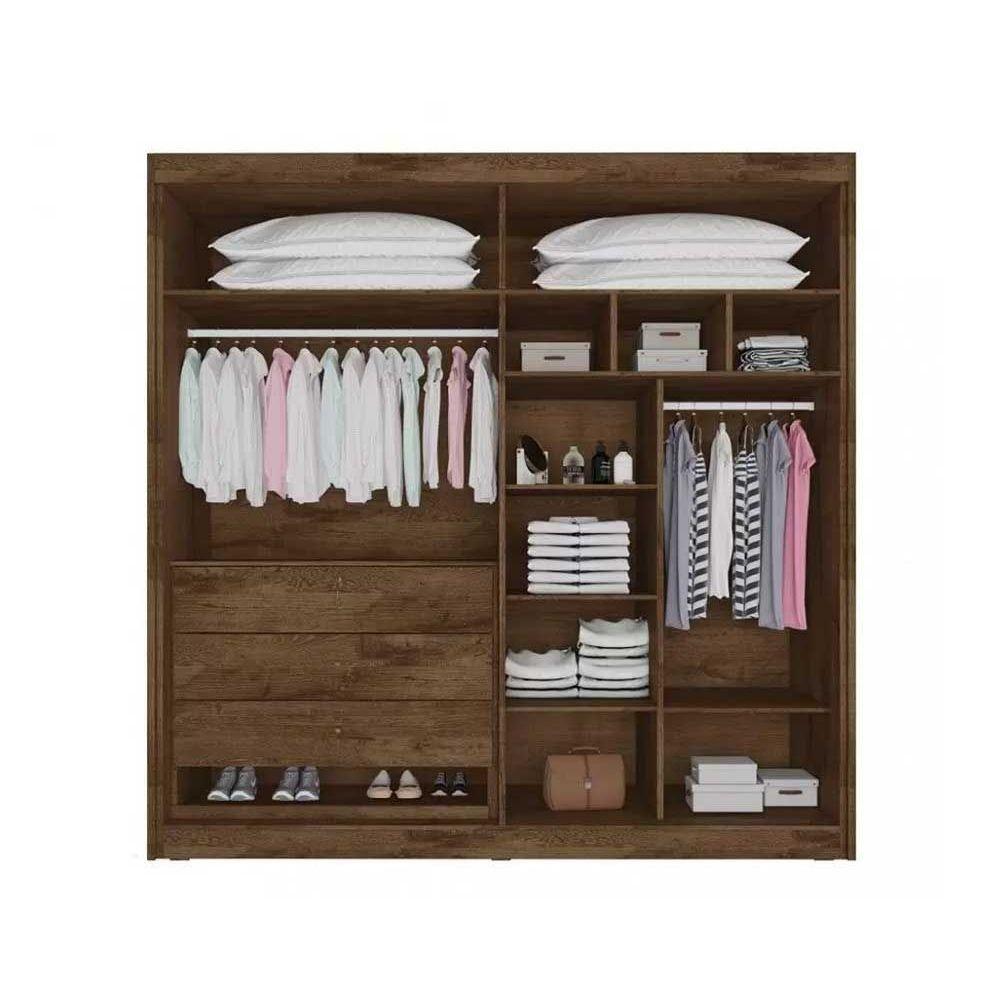 Guarda Roupa Solteiro 4 Portas Ripadas e 3 Gavetas Potente Peroba - Europa - 3