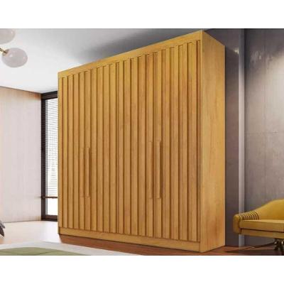 Guarda Roupa Solteiro Potente Peroba 4 Portas de Abrir 3 Gavetas MDF
