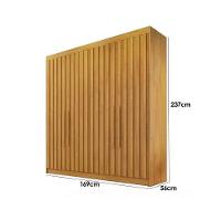 Guarda Roupa Solteiro 4 Portas Ripadas e 3 Gavetas Potente Peroba - Europa - 2