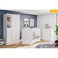 Guarda Roupa Infantil Bala de Menta c/ 3 Portas e 2 Gavetas Branco/Rosa - Henn - 8