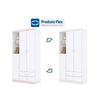 Guarda Roupa Infantil Bala de Menta c/ 3 Portas e 2 Gavetas Branco/Rosa - Henn - 9