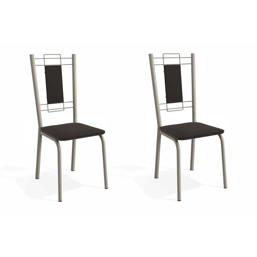 Cadeira Sala de Jantar Florença 2C005NK Aço Kit 2 Uni Niquel/Preto 110 - Kappesberg - 1