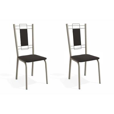 Cadeira Sala de Jantar Florença 2C005NK Aço Kit 2 Uni Niquel/Preto 110 - Kappesberg