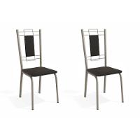 Cadeira Sala de Jantar Florença 2C005NK Aço Kit 2 Uni Niquel/Preto 110 - Kappesberg - 1