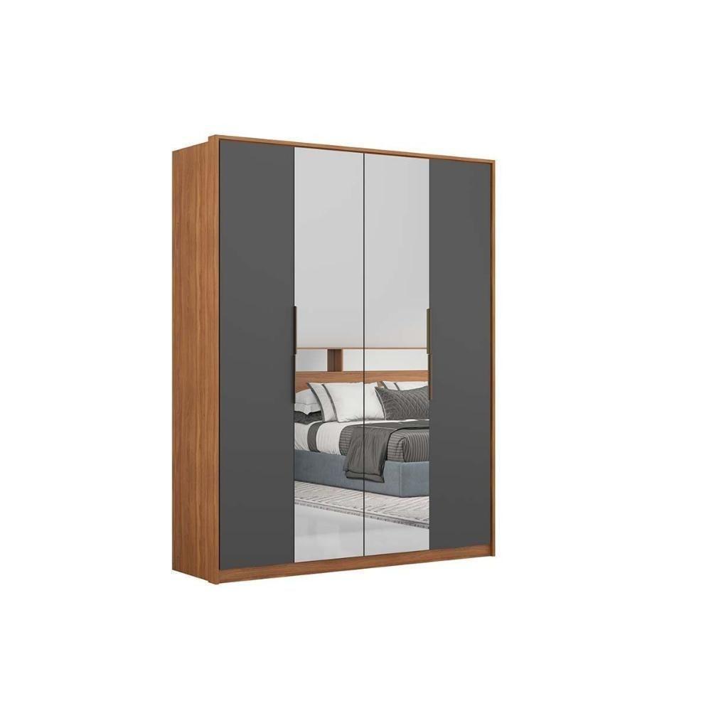Guarda Roupa Solteiro 4 Portas e 3 Gavetas c/ 2 Espelhos Attore Amêndola Touch - Demóbile - 5