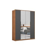 Guarda Roupa Solteiro 4 Portas e 3 Gavetas c/ 2 Espelhos Attore Amêndola Touch - Demóbile - 5