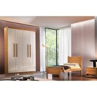 Guarda Roupa Solteiro 4 Portas e 2 Gavetas Espanha Naturale/Off White - Rufato - 7