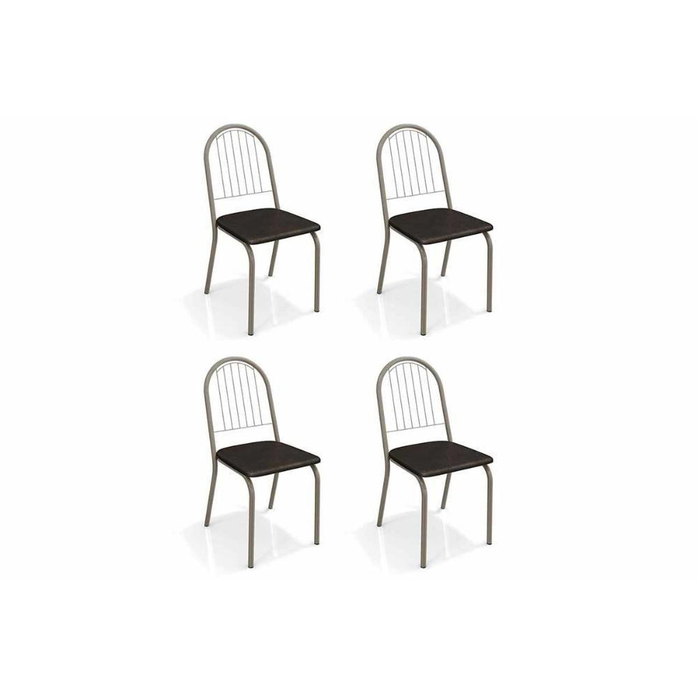 Cadeira Sala de Jantar Noruega 4C077 Aço Kit 4 Uni Niquel/Preto 110 - Kappesberg - 1