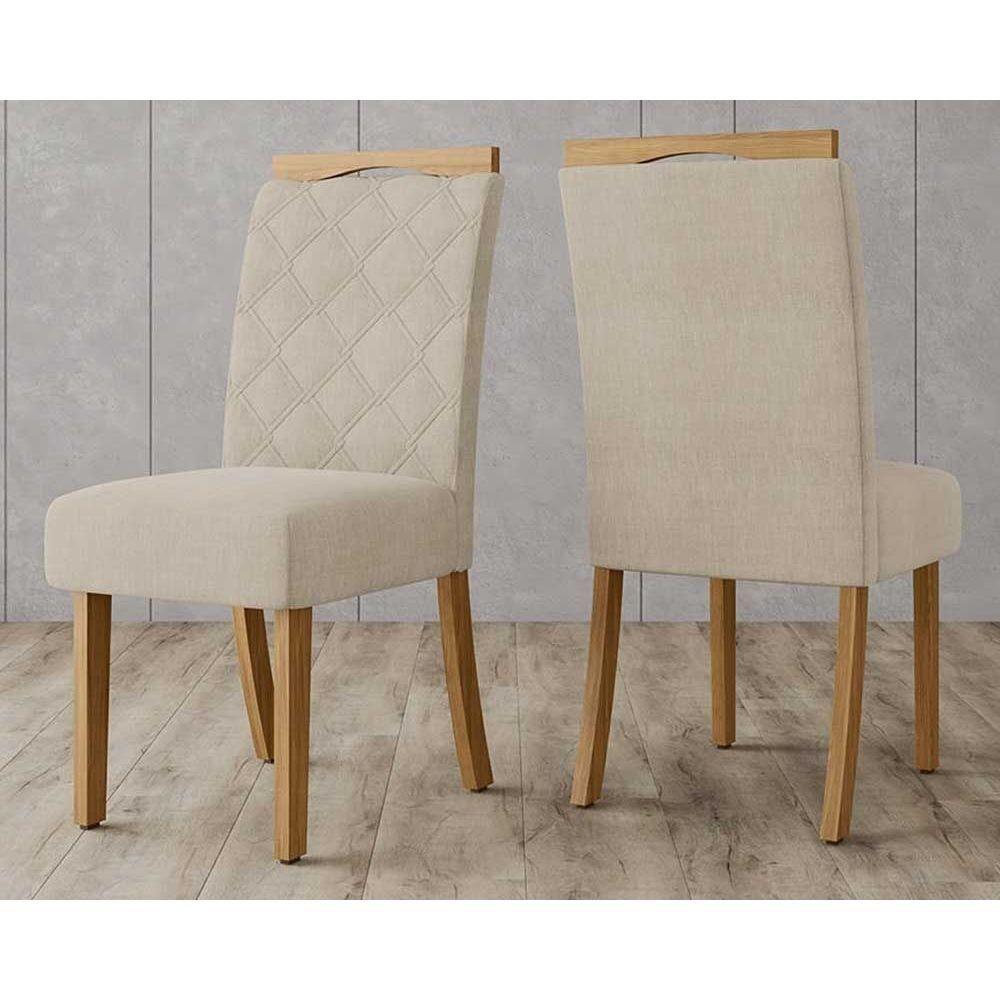 Cadeira Sala De Jantar Bella Kit 2 Un Nature-veludo Light Linho - Henn - 1