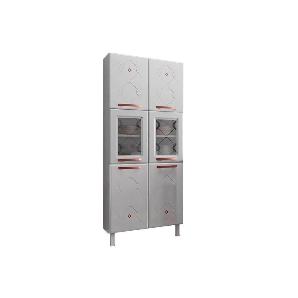 Paneleiro de Cozinha Mirage New Aço c/ 6 Portas c/2Vidro 80cm Branco - Telasul - 1