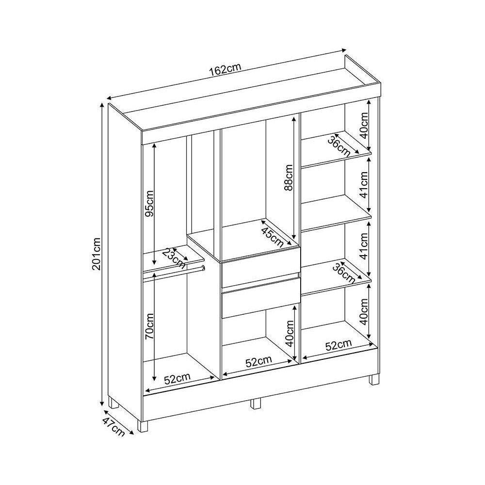 Guarda Roupa Solteiro 8 Portas e 2 Gavetas Munique Branco - Demóbile - 8