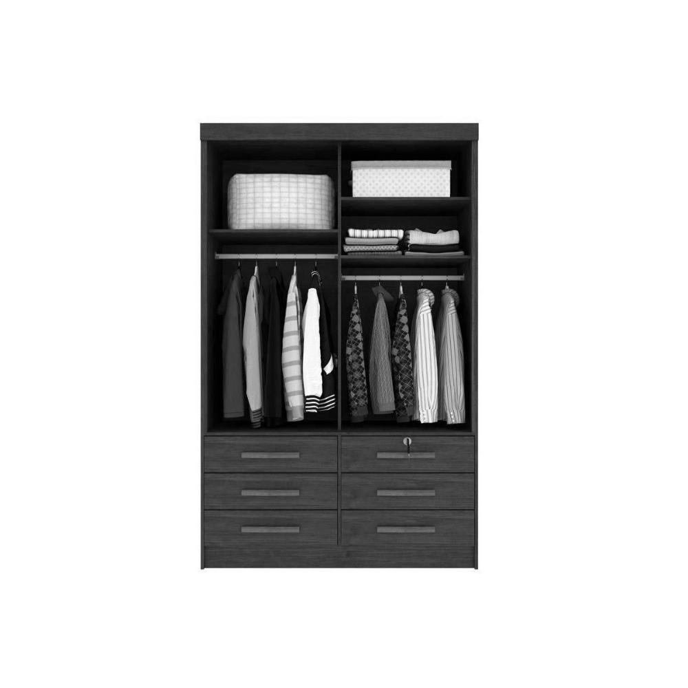 Guarda Roupa Solteiro 2 Portas de Correr e 6 Gavetas Chicago Cinamomo - Tcil Móveis - 6