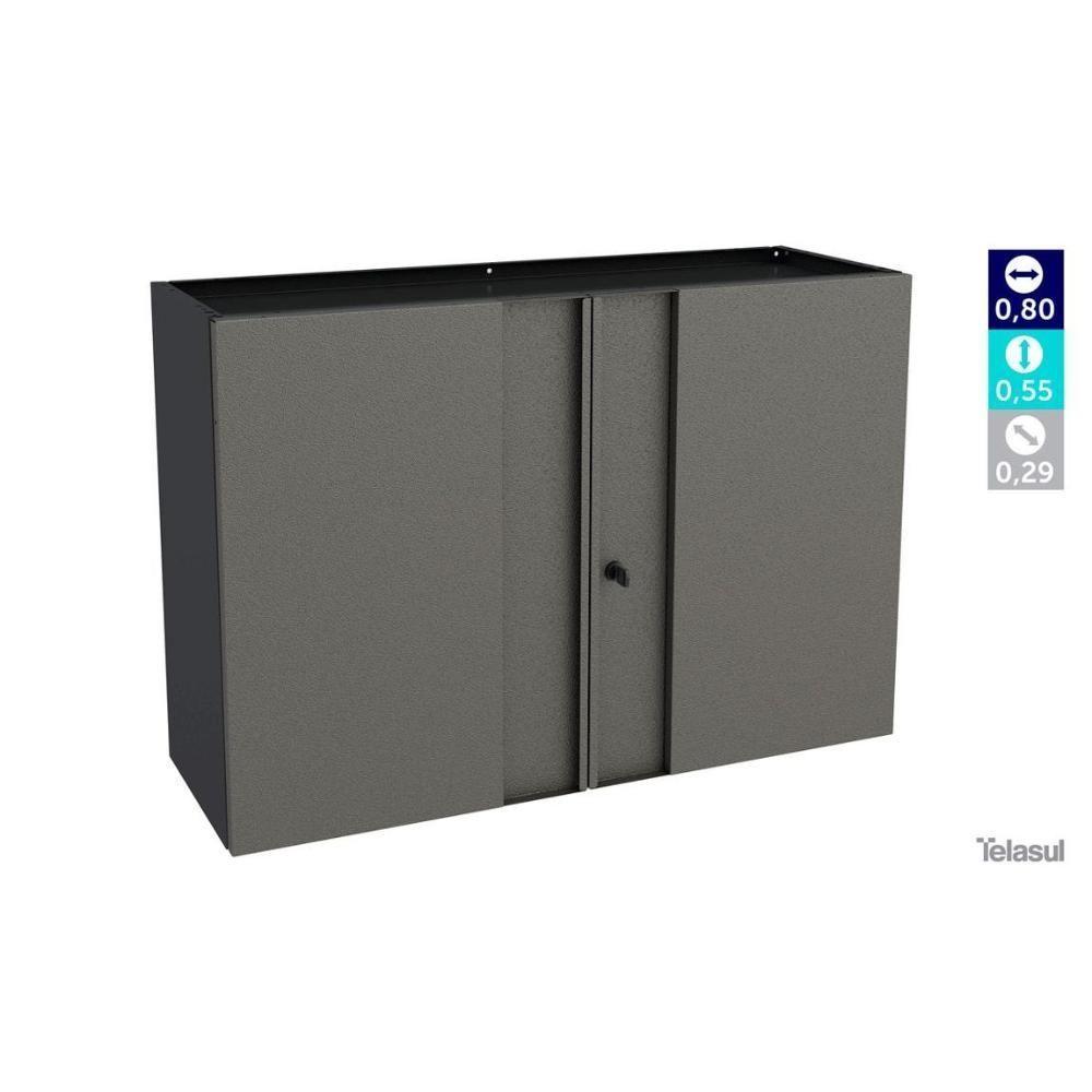 Armário Multiuso P-área Serviço Aéreo Multibox Aço 2 Portas C- Chave 80cm Preto-cinza - Telasul - 4