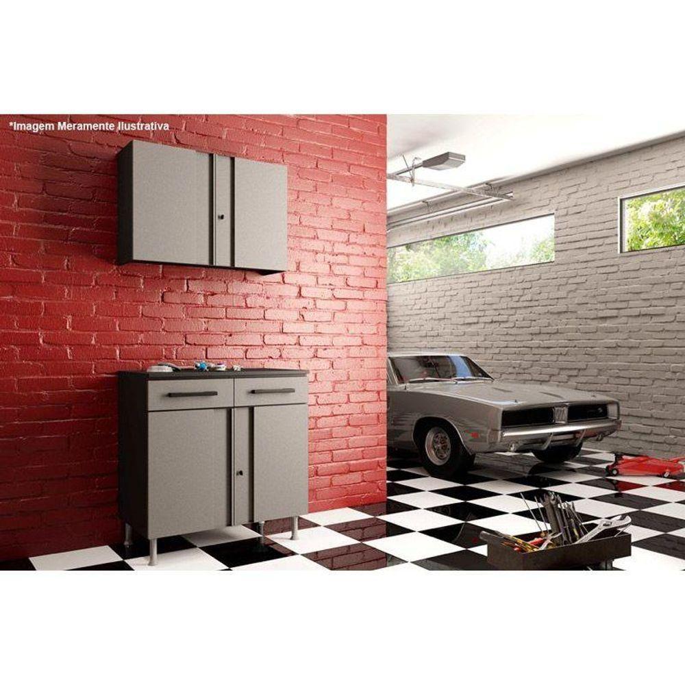 Armário Multiuso P-área Serviço Aéreo Multibox Aço 2 Portas C- Chave 80cm Preto-cinza - Telasul - 5