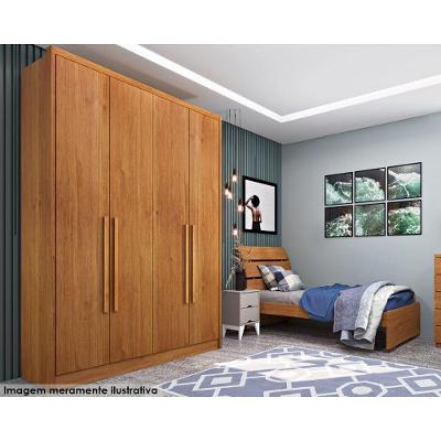 Guarda Roupa Solteiro Dinamarca 4 Portas de Abrir 2 Gavetas Cinamomo MDF-MDP