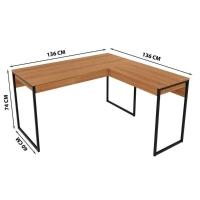Mesa De Escritório Canto Industrial Me4157 C- 1 Gaveta Amêndoa-preto - Tecno Mobili - 6