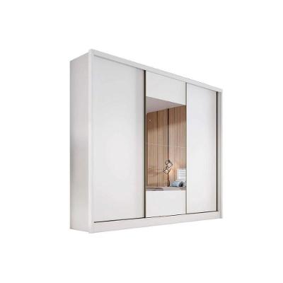 Guarda Roupa Casal Arezzo Plus 3 Portas de Correr 8 Gavetas Branco MDF Novo Horizonte
