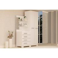 Guarda Roupa Solteiro 2 Portas e 4 Gavetas c/ Espelho Melissa Branco/Rosa/Azul/Lilás - ACP - 1