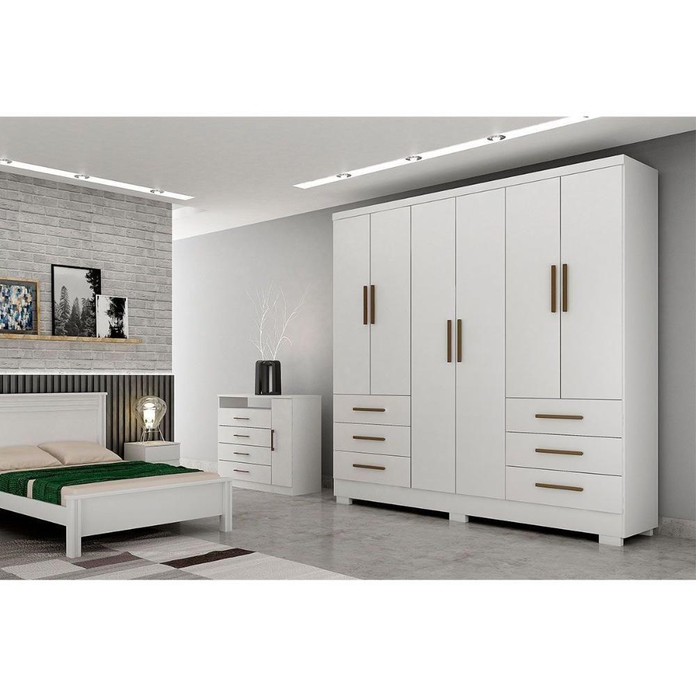 Guarda Roupa Solteiro 6 Portas e 6 Gavetas c/Pés Encant Freijo Cumaru c/ Fendi - Novo Horizonte - 3