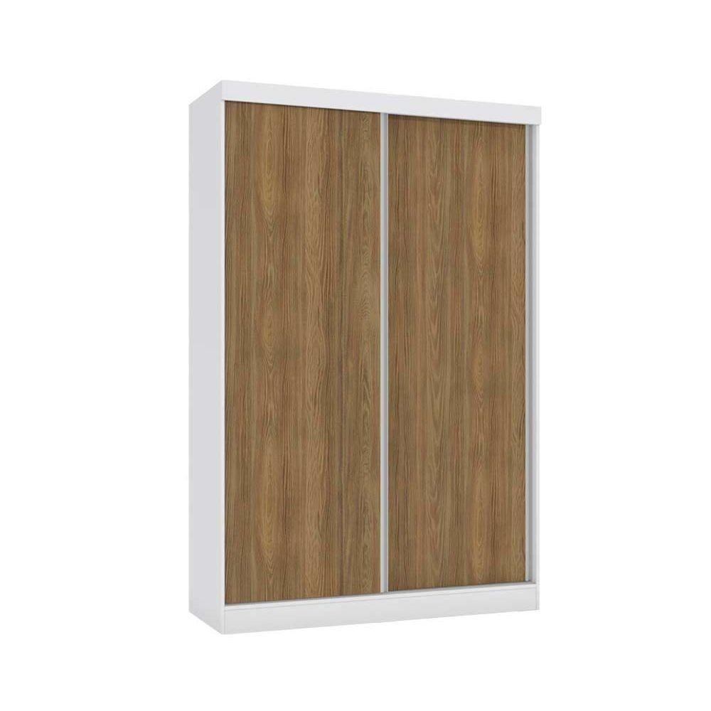 Guarda Roupa Solteiro 2 Portas de Correr e 2 Gavetas N571 Branco/Nogueira - Kappesberg - 1