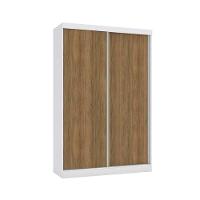 Guarda Roupa Solteiro 2 Portas de Correr e 2 Gavetas N571 Branco/Nogueira - Kappesberg - 1