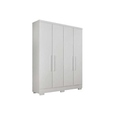 Guarda Roupa Solteiro 4 Portas e 2 Gavetas c/Pés Milly Branco - Novo Horizonte