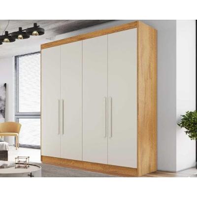 Guarda Roupa Solteiro Nantes 4 Portas de Abrir 3 Gavetas Peroba-Off White Europa