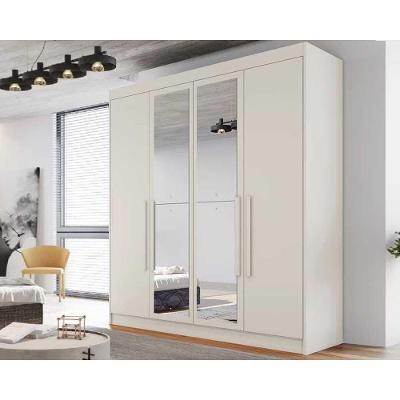 Guarda Roupa Solteiro Nantes 4 Portas de Abrir 3 Gavetas Off White Europa