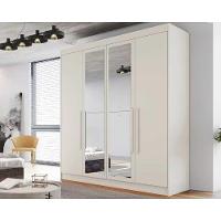 Guarda Roupa Solteiro 3 Gavetas e 4 Portas c/2 Espelho Nantes Off White - Europa - 1