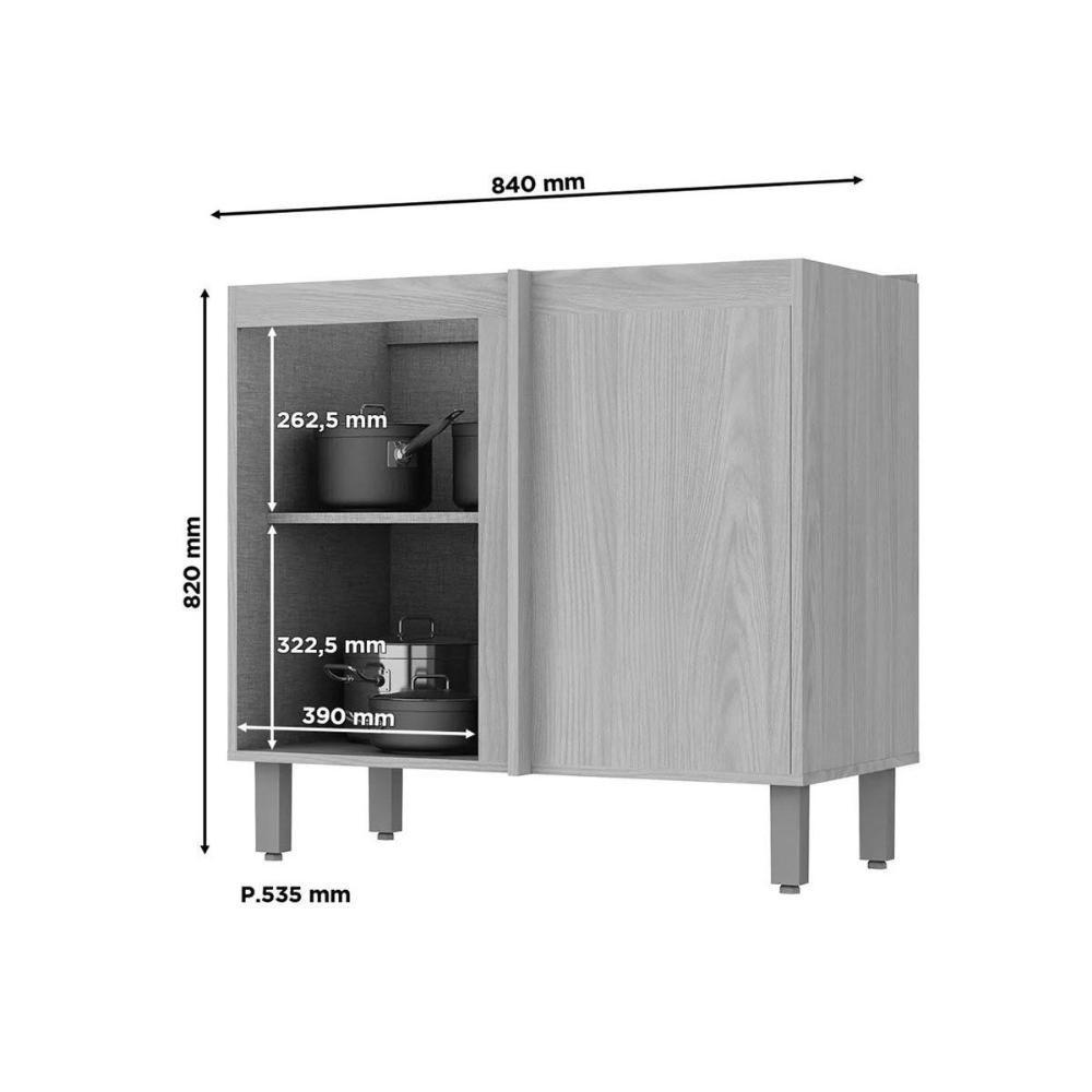 Balcão De Cozinha Connect Canto Reto C-1 Porta S- Tampo 84x82cm Off White - Henn - 3