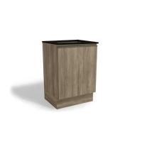 Balcão de Cozinha Maxxi G742 p/Cooktop 1 Porta c/Tampo 60cm Nogal/Preto - Kappesberg - 1