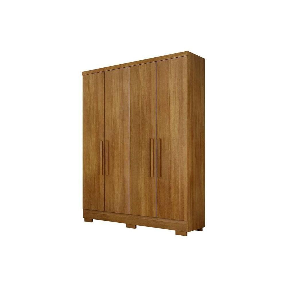 Guarda Roupa Solteiro 4 Portas e 2 Gavetas c/ Espelho e Pés Milly Freijo Cumaru - Novo Horizonte - 1