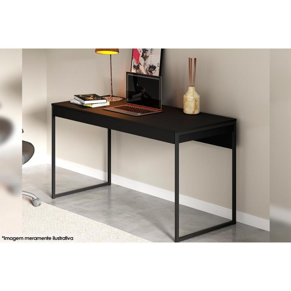 Mesa De Escritório Secretária Me4156 C- 1 Gaveta Amêndoa-preto - Tecno Mobili - 2