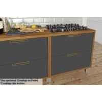 Balcão de Cozinha Imperatriz 1 Porta e 1 Gaveta c/ Tampo 80cm Freijo/Grafite - Nesher - 3