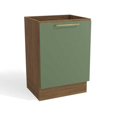 Balcão de Cozinha Botanic M629 1 Porta s/Tampo 60cm Nogueira/Verde Oliva - Kappesberg